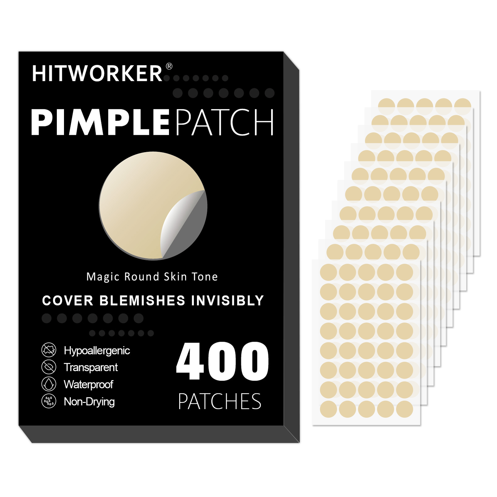 Skincare Oil Control - 400PCS Round Pimple Patches Skin Tone