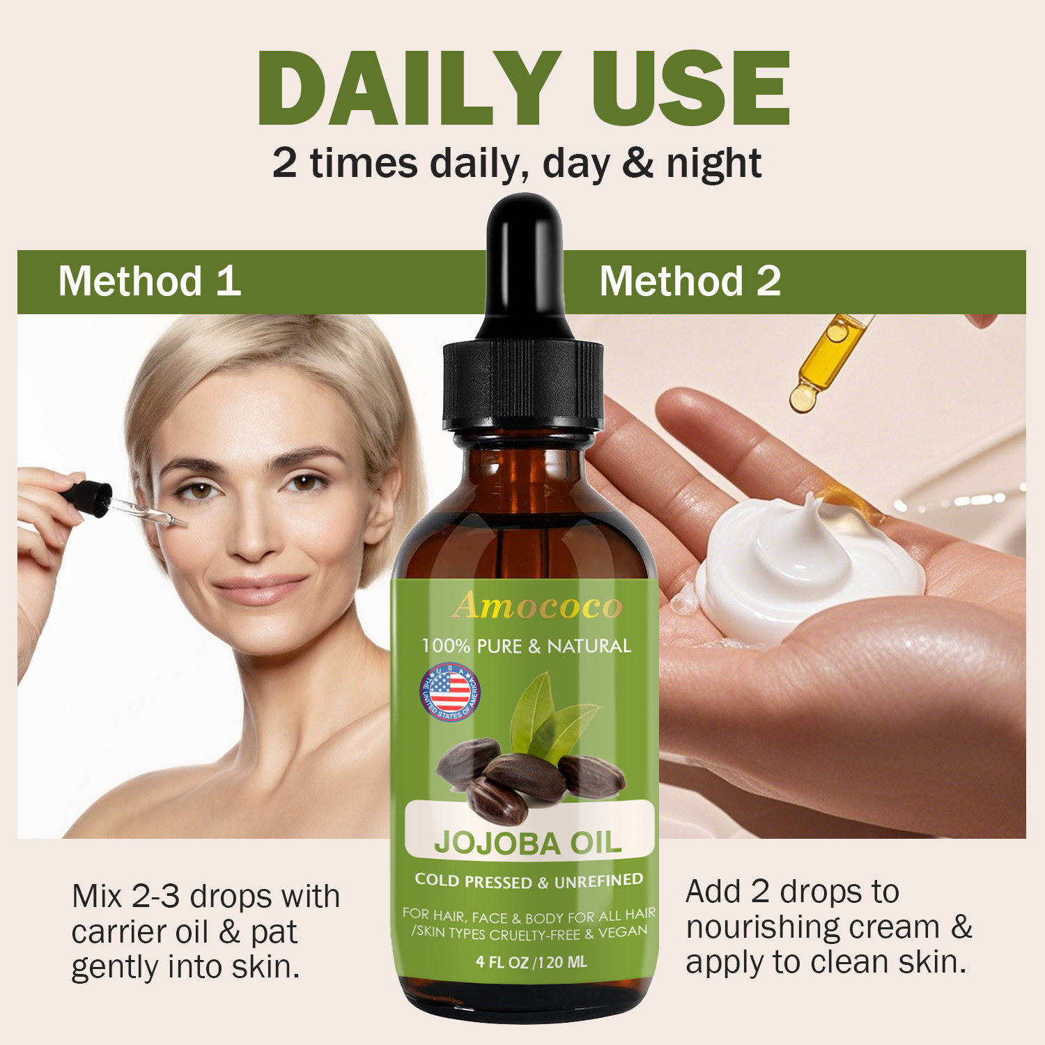 Amococo 2pcs Jojoba Oil and Ro - огляд і ціна Face Oil Rosehip