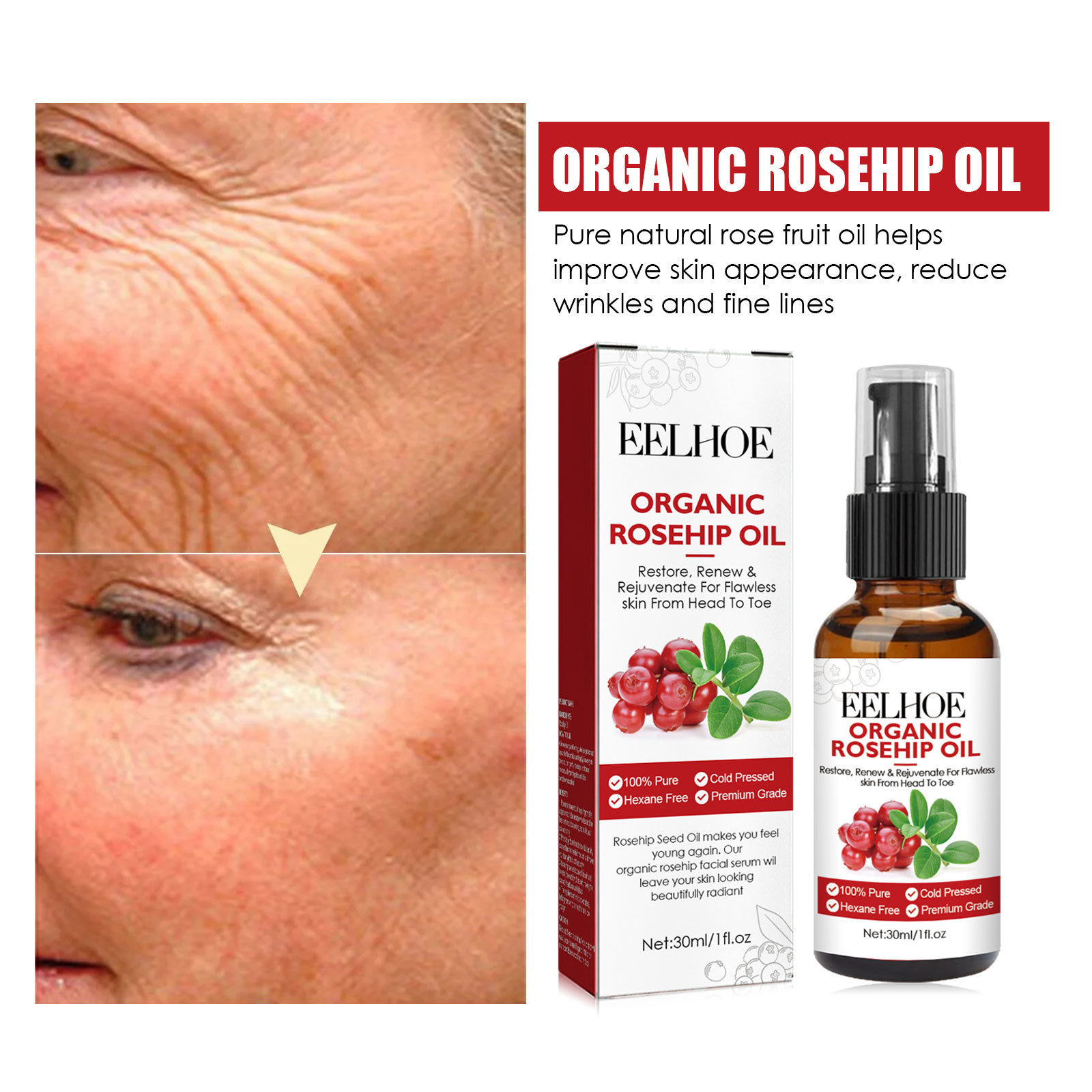 30ml Rosehip Oil Facial Serum  - огляд і ціна Face Oil Rosehip