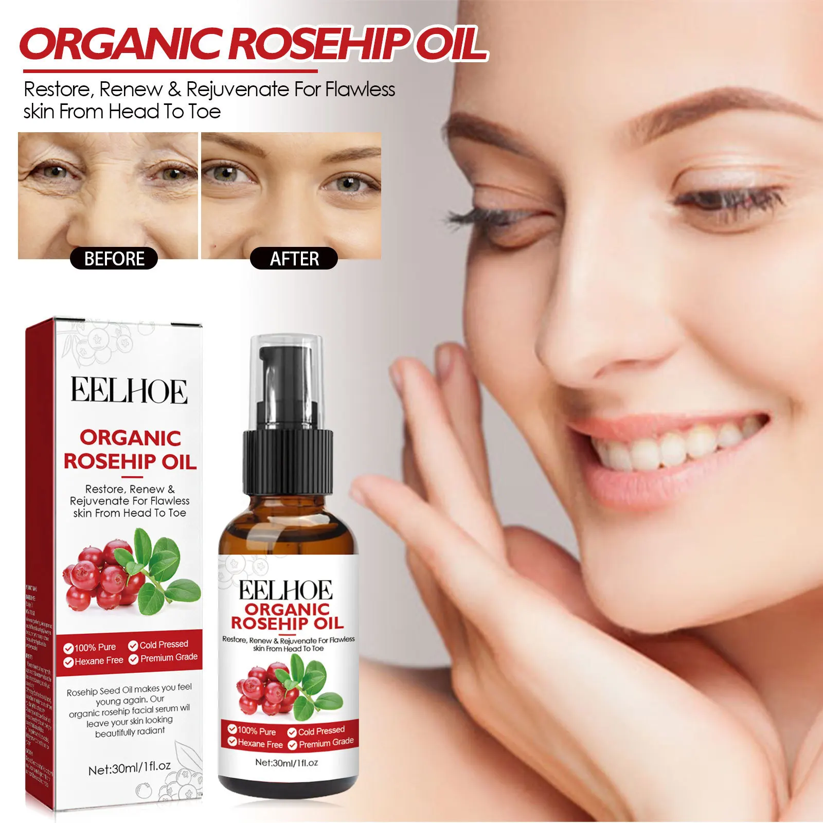 30ml Rosehip Oil Facial Serum  - огляд і ціна Face Oil Rosehip